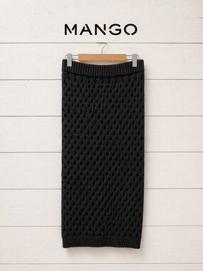 MNG Mango black crochet knit skirt – size M